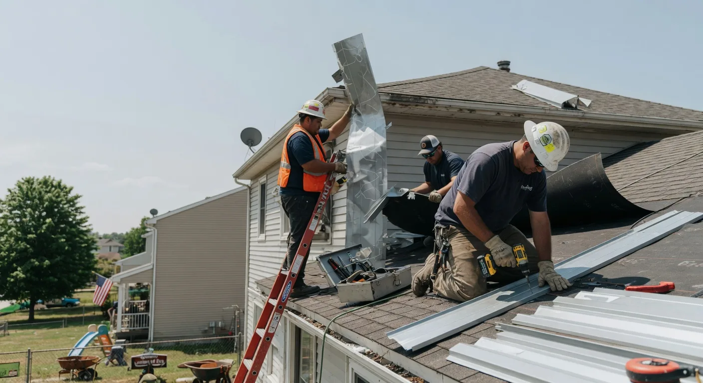 Storm Damage Metal Roof Repair in Fredericksburg, IN